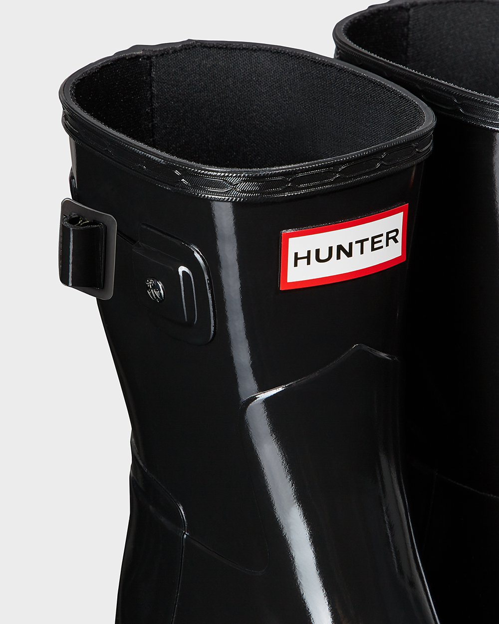 Women Hunter Refined Slim Fit Gloss | Short Rain Boots Black | NZ-81469-DQUP